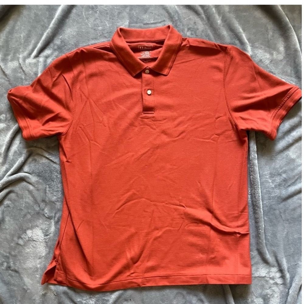 L.L.Bean Traditional Fit Polo Shirt Mens Large‎ Burnt Orange 100% Cotton